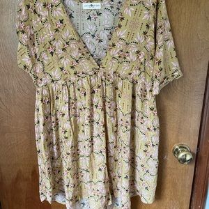 natural life stella dress in yellow print